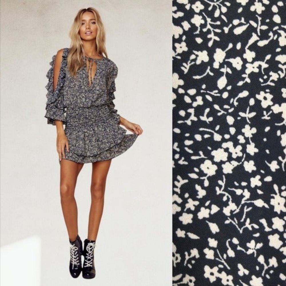 Floral Blue Life Mini Dress - XS